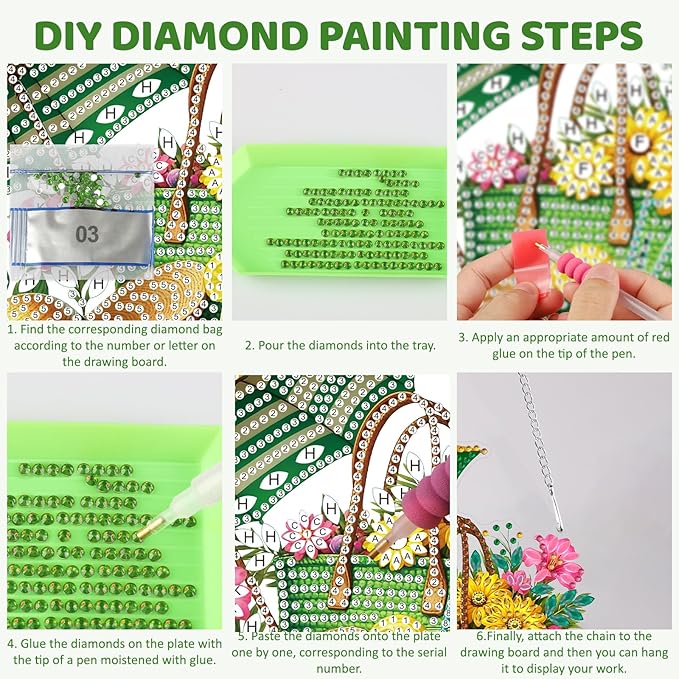 MEIYUDA Summer Diamond Art Hanging Kits for Adult, Beach Bag Diamond Painting Hanging Kits Ornaments, DIY Special Shaped Rhinestone Window Pendants Kit for Home Garden Wall Decor Gift