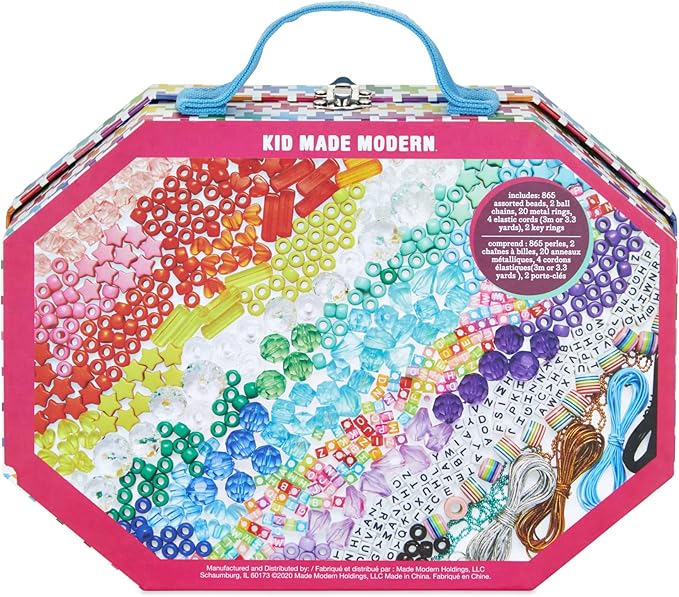 Kid Made Modern - Bright Beads Jewelry Kit - Bead Bracelet Kit - 865+ Piece Set - DIY Kids Crafts - Bulk Craft Set - Create Your Own Art - Includes Art & Jewelry Supplies - Ages 6+
