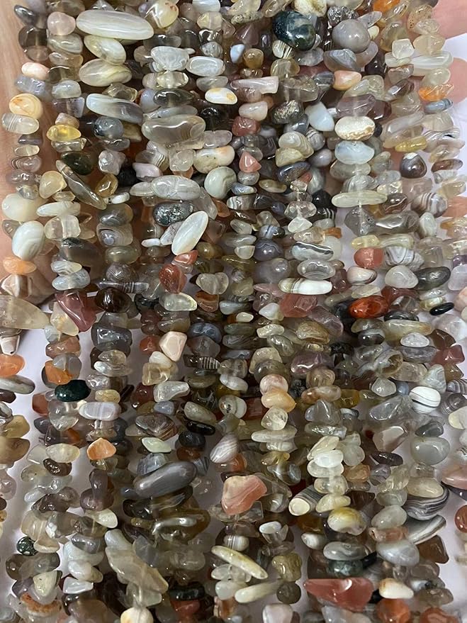 7-8mm Natural Botswana Agate Gemstone Chips Beads Healing Crystals Waist Bracelets Necklace Kit Irregular Stone DIY Crafts Design Jewelry Making