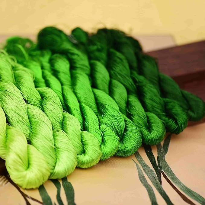 Natural Mulberry Silk Embroidery Thread – 8 Colors, 110m Each, Premium Hand-Dyed Silk Floss for Hand Embroidery, Cross-Stitch, and Needlework (01)