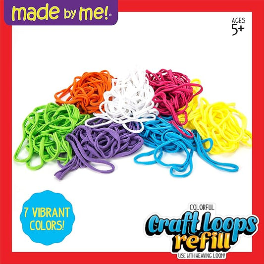 Made By Me Craft Loops Refill, Includes 210 Weaving Loom Loops in 7 Vibrant Colors, Potholders, DIY Craft Kit for Kids