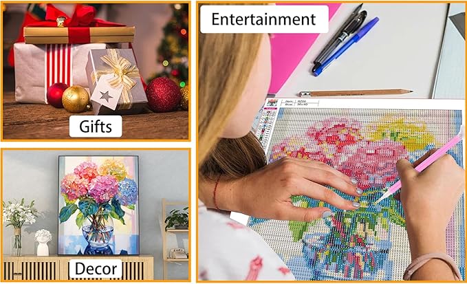 Flowers Square Drill Diamond Painting-Square Diamond Painting Kits,Flowers Gem Painting Kit for Adults,DIY Diamond Painting Square Drill and Crafts for Gifts and Home Wall Decor 12x16inch