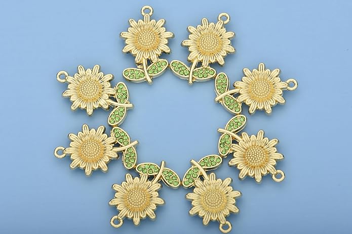 Pack of 20 Rhinestone Charms Gold Plated Pendants Pave Crystal Accessories for Necklace Bracelet Jewelry Making DIY Crafting