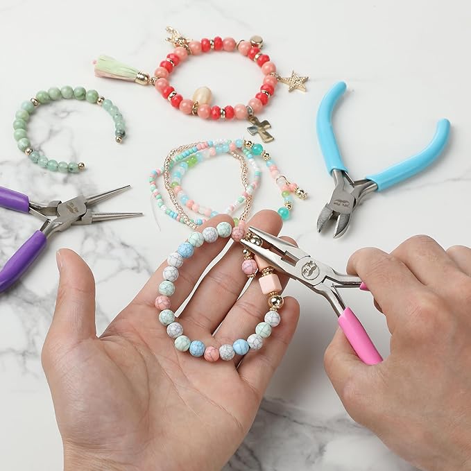 Mr. Pen- Jewelry Pliers Set, 3 Pack, Candy Colors, Rubber Handle & Ergonomic Design, Mini Pliers for Jewelry Making Tools, Small Wire Cutters for Crafting