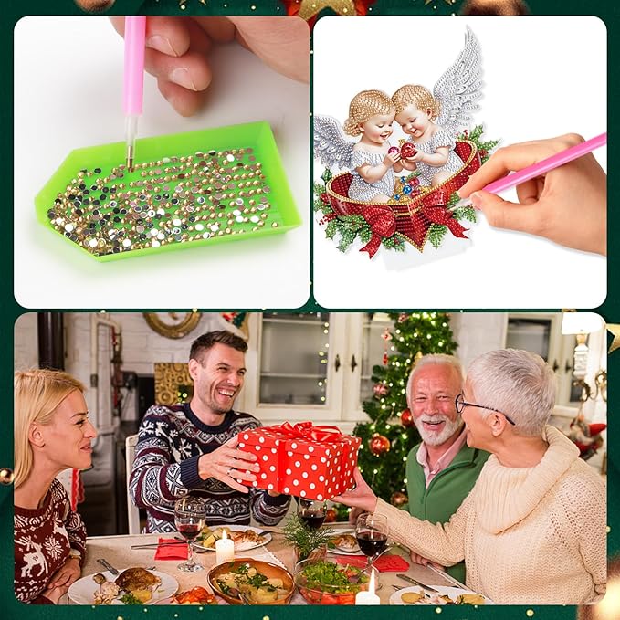 Christmas Diamond Painting Kits Tabletop decoration, DIY Angel, 5D Diamond Art Home Ornament By Number Mosaic Arts Crafts For Home Office acrylic Tabletop Decor for Xmas Home Decor, New Year Gift