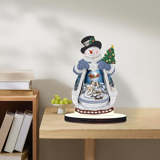 MVVMTOP Christmas Diamond Art Tabletop Decoration, DIY Christmas Snowman, Diamond Art 5D Special Shape Crystal Diamond Partial Diamond Art Painting Mosaic Handicraft, Home Office Tabletop Decor Gift
