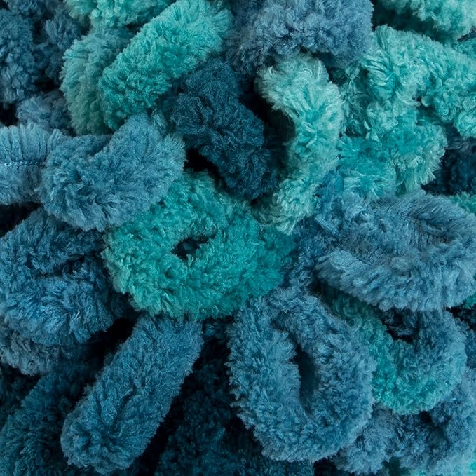 Bernat Alize Blanket-EZ Super Soft Looped Yarn for Beginners, Hand Knitting- No Needles or Hooks Needed, Seaport Teals, 2 Pack