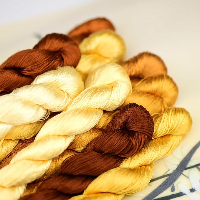 Natural 100% Silk Thread, Handmade Embroidery Thread Silk Floss 9 Colors 110m Each (27)