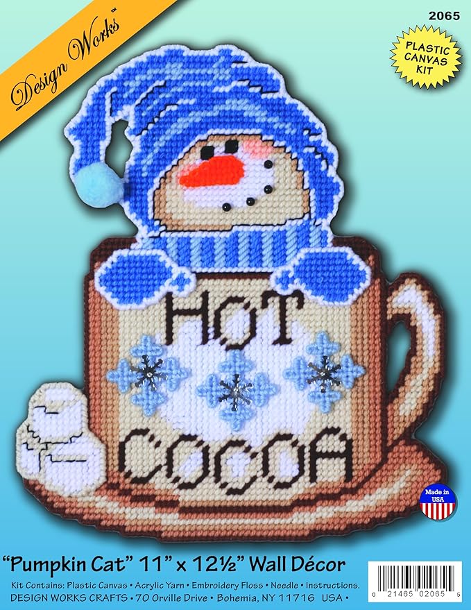Hot Cocoa Snowman Plastic Canvas Wall Décor Kit