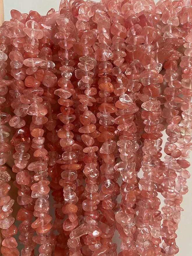 7-8mm Natural Cherry Quartz Gemstone Chips Beads Healing Crystals Waist Bracelets Necklace Kit Irregular Stone DIY Crafts Design Jewelry Making