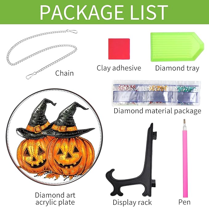 Wergund 5D Halloween Diamond Art Hanging Kits, Hanging Diamond Art Pumpkin, Acrylic Special Shaped Rhinestone, Window Hanging Pendants for Home Wall Garden Front Door Outdoor Decor Gift(Halloween)