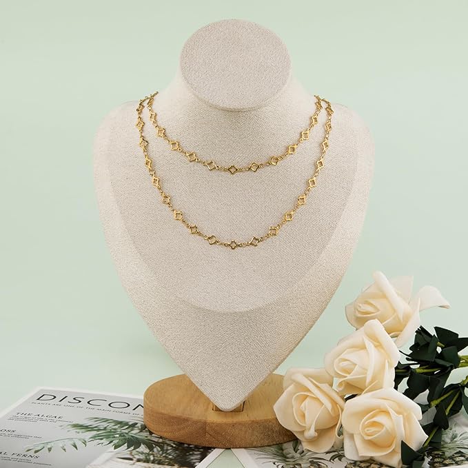 YOUBEIYEE 13 Feet Four Leaf Clover Chains for Jewelry Making Gold Plated Stainless Steel Chains Bulk on Spool
