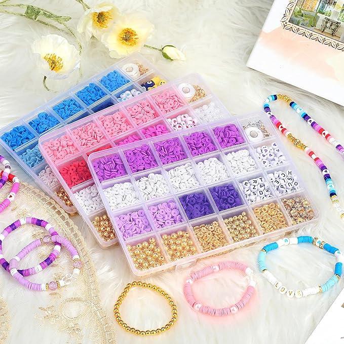 MAIBAOTA Red Clay Beads Kit for Bracelets Making Red Beads for Jewelry Making Friendship Bracelet Heishi Beads Kit for DIY Crafts (with Letter Gold Beads