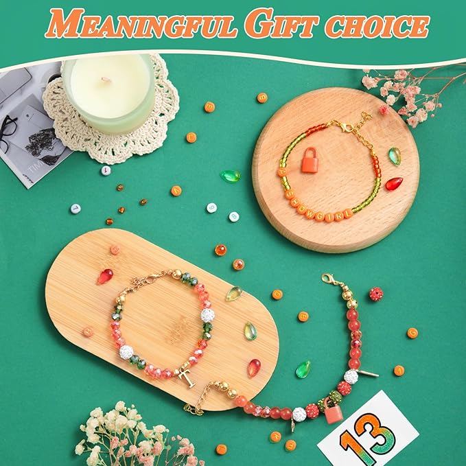 Goldwise Friendship Bracelet Making Kit for Fans, Orange Beads for Jewelry Making,Letter Beads (A-Z),Varieties of Charms, DIY Crafts for Gifts Birthday