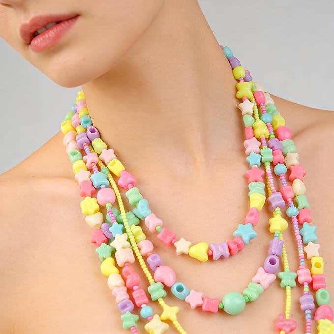1000pcs Pony Beads, 15 Color Kandi Beads for Bracelets Making Kit, Hair Braids Crafts Jewelry Making Crafts Friendship Necklace Earrings DIY (Large Hole Light Color Mixed Color)