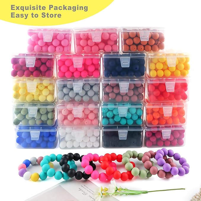 65Pcs 19mm Silicone Beads for Keychain Making Bracelet Necklace, Bulk Round Silicone Beads for Pens(Cream Yellow