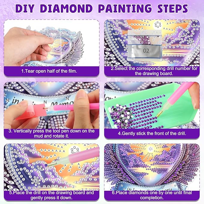 DOMROM Heart Diamond Art Hanging Kits for Adults Beginners, Special Shaped Crystal Diamond Painting Heart Pendant, DIY Diamond Art Suncatchers Valentine's Day for Home Garden Wall Decor Gift