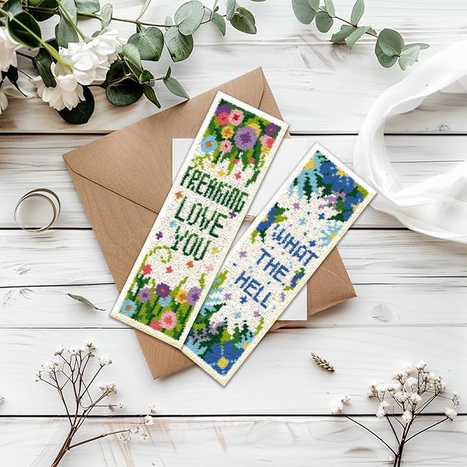 ORIGACH 6 Pcs Cross Stitch Bookmark Kit for Beginner Flowers Sayings DIY Stamped Embroidery Bookmark Kit for Starter Printed Cross Stitch Kits with Instruction for Book Lovers