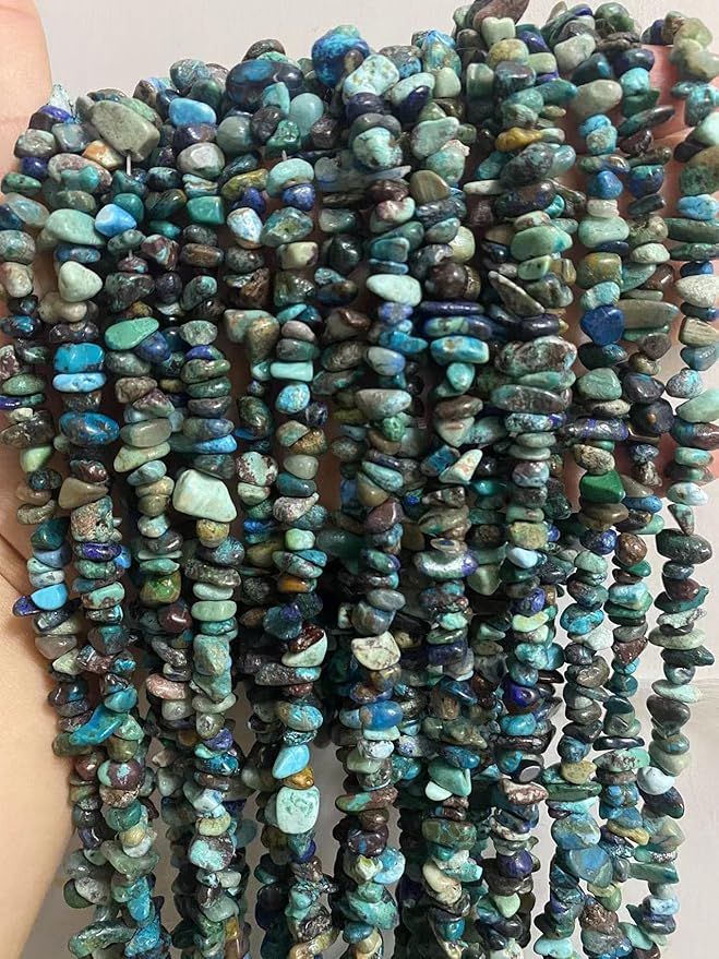 7-8mm Natural Azurite Fynchenite Gemstone Chips Beads Healing Crystals Waist Bracelets Necklace Kit Irregular Stone DIY Crafts Design Jewelry Making