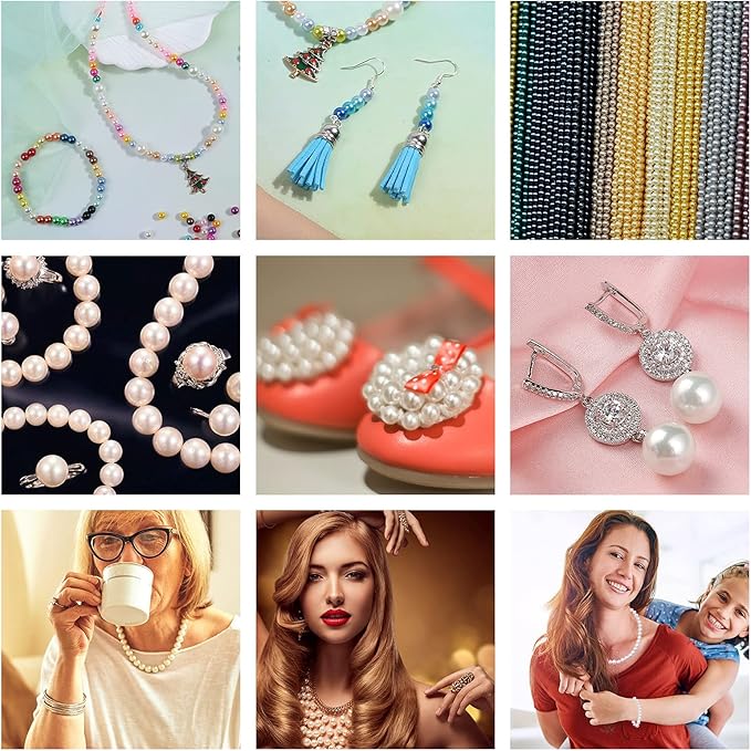 1960PCS Pearl Beads, 6mm 28 Colors Multicolor Loose Pearls for Crafts with Holes for Jewelry Making, Small Pearl Filler Beads for Crafting Bracelet Necklace Earrings