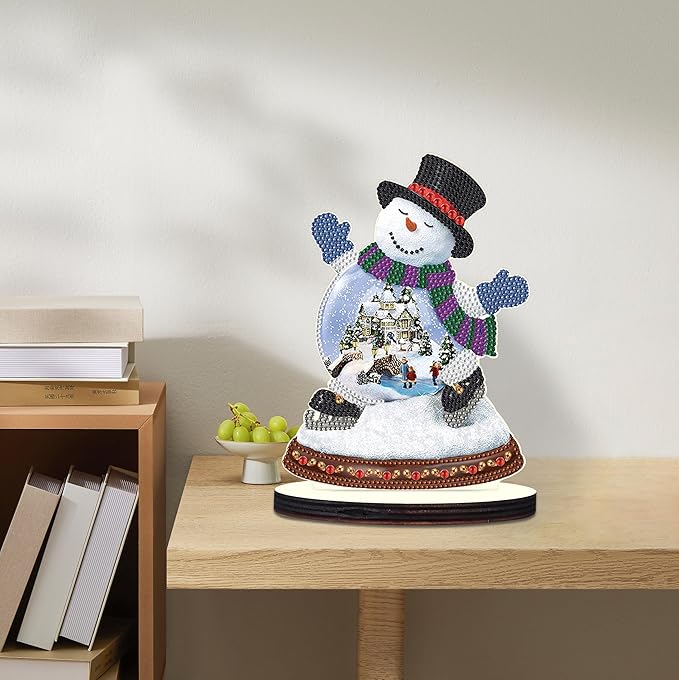 MVVMTOP Christmas Diamond Art Tabletop Decoration, DIY Snowman, Diamond Art 5D Special Shape Crystal Diamond Partial Diamond Art Painting Mosaic Handicraft, Home Office Tabletop Decor Gift