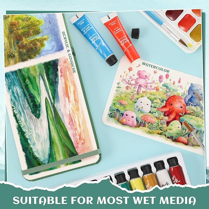 40 Sheets Watercolor Journal 4x6in, 140 lb/300 GSM Watercolor Sketchbook Cold Press Watercolor Paper Watercolor Notebook for Art Painting, Drawing, Mixed Media