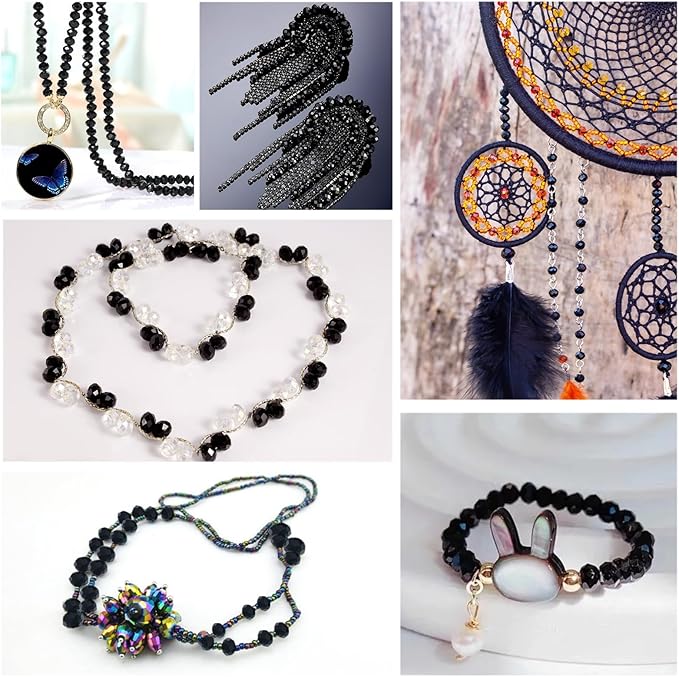 1000Pcs Glass Beads for Jewelry Making Crystal Beads for Bracelet Craft Necklace Earring Making Assorted Color 5 Style/Crackle Round/Briolette Faceted/Bicone/Cube/Four-Leaf Clover / 4 Size