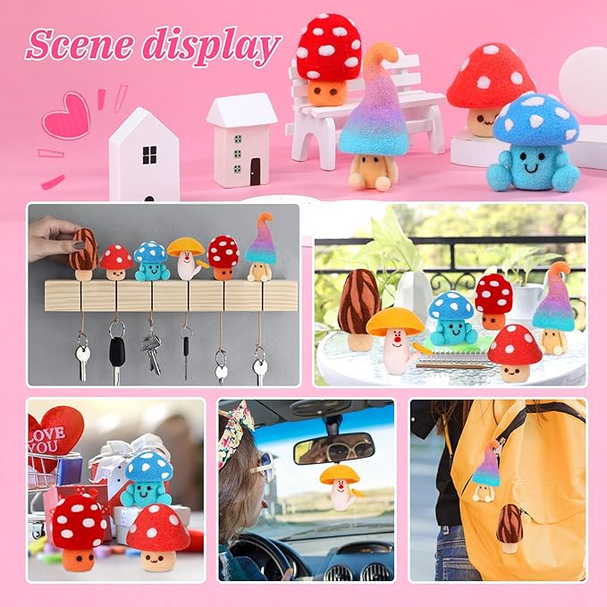 UOOU Needle Felting Kit,Mushroom Needle Felting Beginners Kit,Needle Felting Supplies,Wool Roving,Instruction Manual,Wool Felting Kit for DIY Craft Decoration