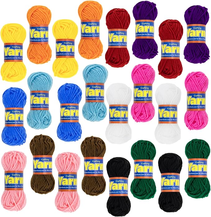 Hygloss Assorted Acrylic Yarn Set - 24 Mini Colorful Skeins - Crochet & Knitting Yarn - 100% Acrylic - Soft, Smooth - 2x 12-Packs (24 Skeins) - 24 Yards Per Skein - Total 576 Yards