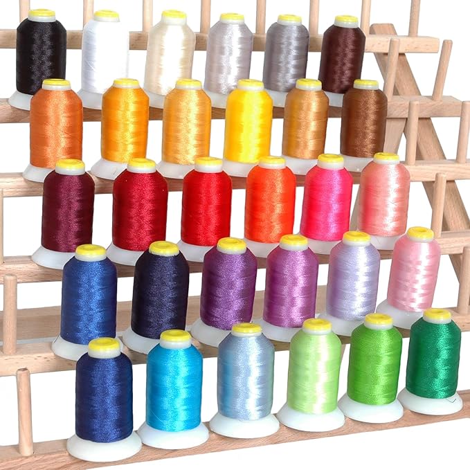 Threadart 60 Spool Cone Wood Thread Rack | Made of Hardwood, Sturdy, Freestanding or Wall Mount | Fits Mini-King Size Cones & Most Spools | For Sewing, Embroidery, Quilting, & Specialty Thread Storage