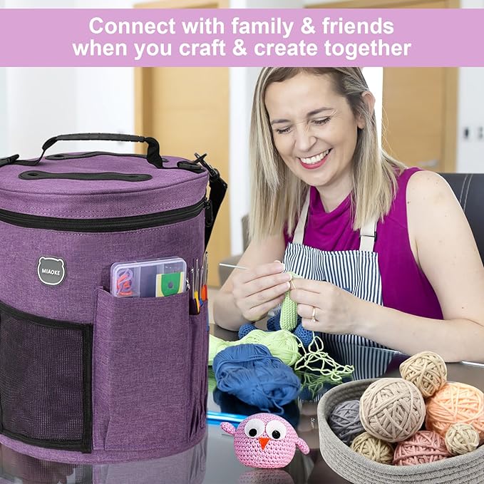 MIAOKE 79pc Crochet Kit, Large Knitting Bag Yarn Storage Organizer, Crocheting Starter Kits with Waterproof Bag, Beginner Knitting Accessories Set, for Beginners Adults Travel Crochet Supplies