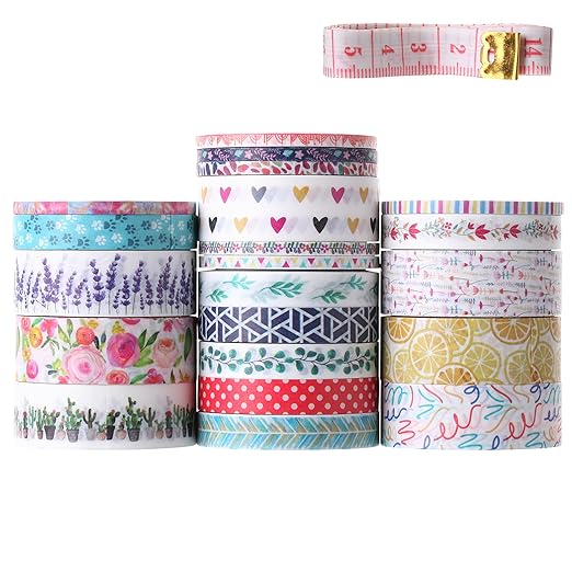 Mr. Pen- Washi Tape Set, 21 Rolls, Assorted Sizes, Floral Washi Tape for Journaling