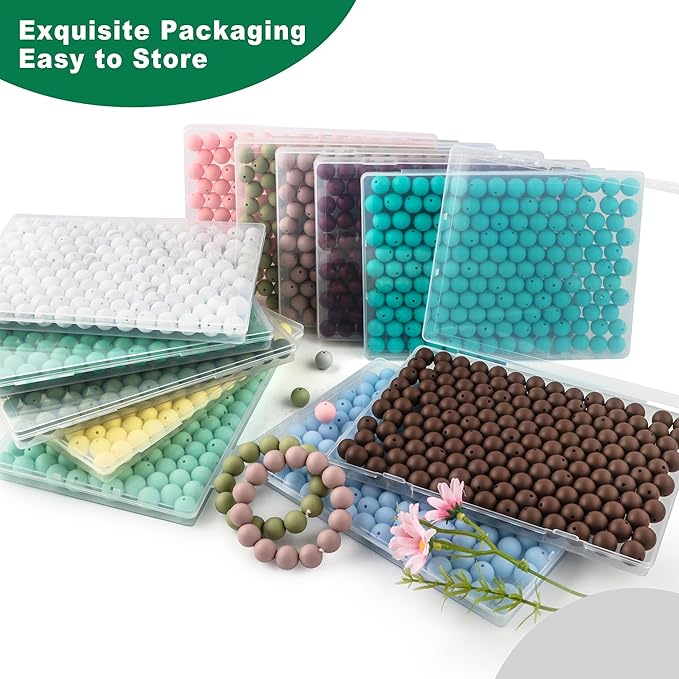 150Pcs 15mm Silicone Beads for Keychain Making Bracelet Necklace, Bulk Round Silicone Beads for Pens(Christmas Green)