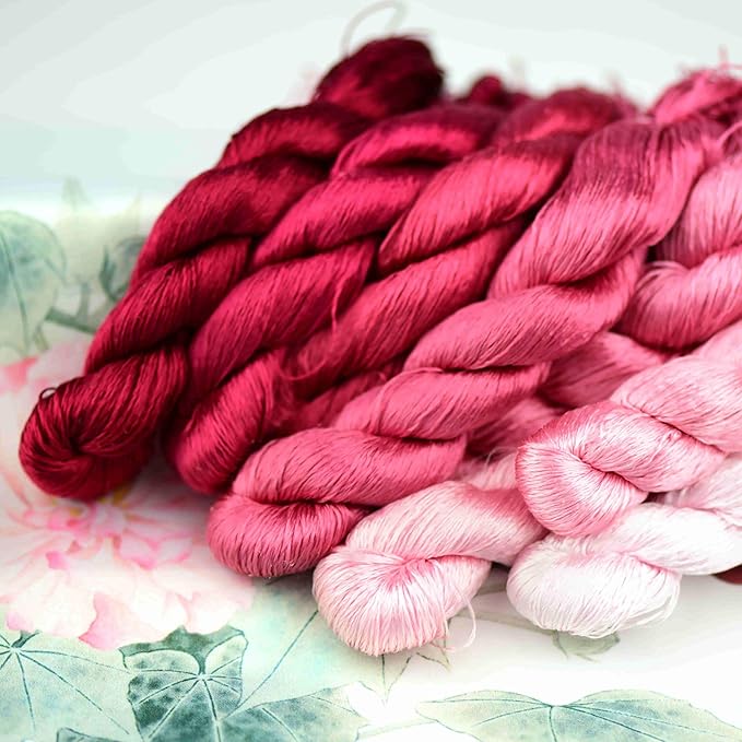 Natural 100% Silk Thread, Handmade Embroidery Thread Silk Floss 8 Colors 110m Each (35)