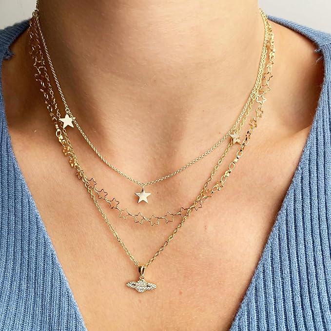 KYUNHOO 5 Meters Necklace Chains for Jewelry Making Hollow Star Link Chain on Spool 18K Gold Plated Jewelry Chain Roll with Lobster Clasps Jump Rings Handmade Craft Making Supplies