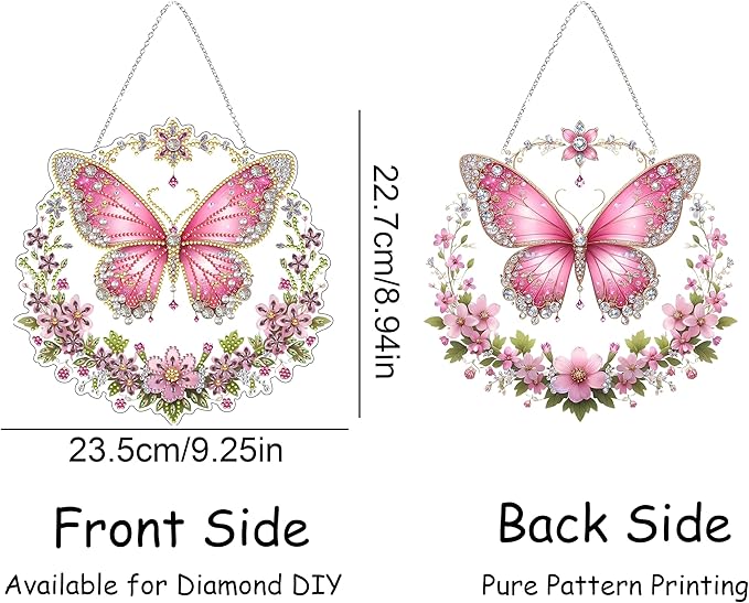 DIY Hanging Diamond Art Kit for Adults, 5D Acrylic Gem Art Window & Wall Pendant, Diamond Painting Ornament for Home Decor (Butterfly)