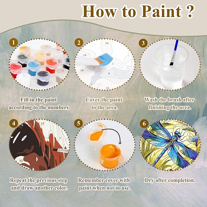 HMZephitiquc Dragonfly Paint by Numbers Kit for Adults, Adult Paint by Number Kits on Canvas, Dragonfly Paint by Number for Adults, Easy DIY Craft Home Wall Decor 16x20 in