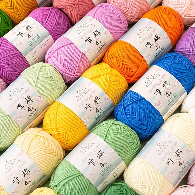 Susan’s Family 4‑Ply Yarn Combo 10 Packs – 60% Cotton 40% Acrylic Yarn for Knitting & Crochet, DIY Scarf & Blanket Pattern & Video Tutorials, Handmade Gift - Color Master (11#Christmas Gift)