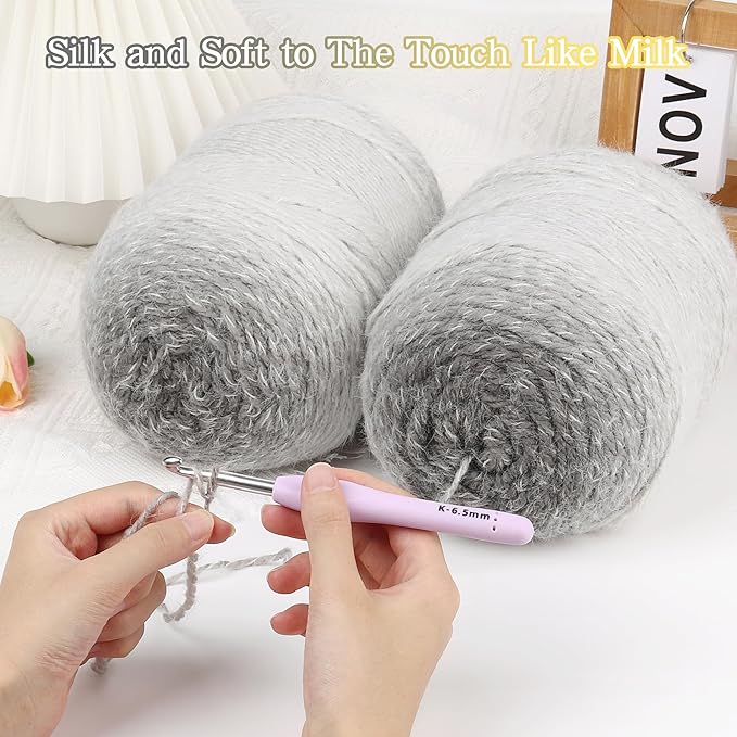 Katech Ombre Yarn for Crocheting-Large Skein of Gradient Yarn Cake-2 Pack of 200g/7.05 oz-80% Acrylic,20% Nylon- #4 Medium-Perfect for Star Blankets, Scarves, Shawls and Garments (F)