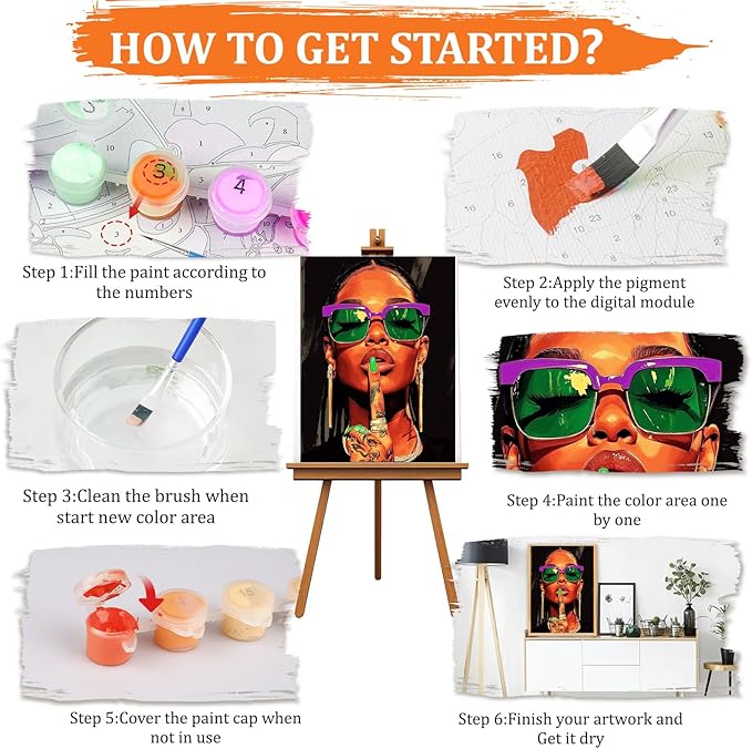 MAXBYE Fashion Portrait Paint by Numbers Kit for Adults Beginner, Trendy Lady Adult Paint by Number Kits on Canvas Without Frame, Easy Oil Paint by Numbers for Home Wall Decor Gift 12x16inch
