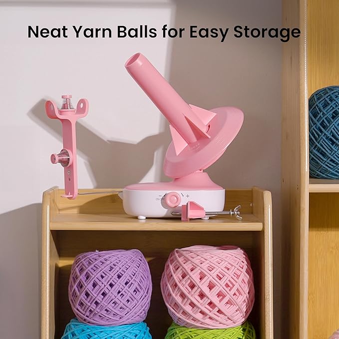 Electric Yarn Winder Pro, Upgrade 10oz Large Capacity Ball Winder with Dual-Spring Tension, Stepless Speed Adjustable Auto Yarn Spinner, Ideal Gifts for Crochet and Knitting Lovers(Pink)