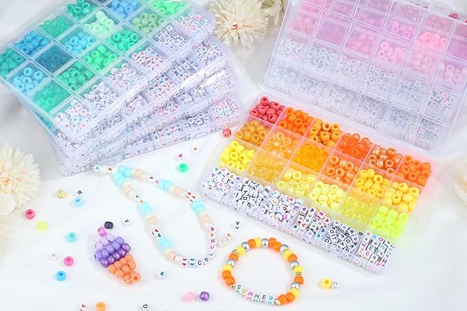 XIANNVXI 24Colours Yellow Pony Beads for Bracelet 720pcs Letter Yellow Pony Beaded for Jewelry Crafts Bracelet