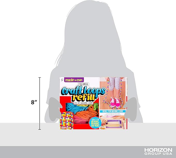 Made By Me Craft Loops Refill, Includes 210 Weaving Loom Loops in 7 Vibrant Colors, Potholders, DIY Craft Kit for Kids