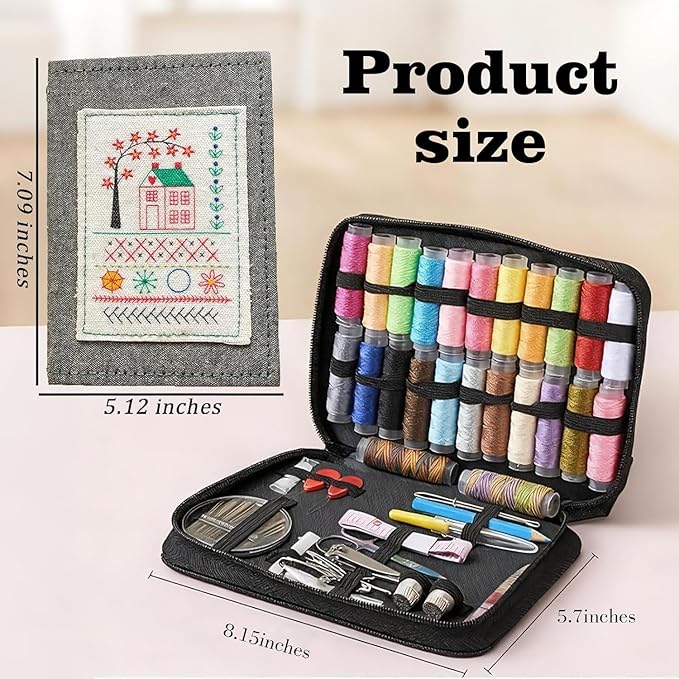 BEBIR New DIY Embroidery Stitch Book Kit,Gift for Craft Lovers,Includes Illustrated Guide to 106 Universal Embroidery Stitches with Free Tutorials and 86-Piece Sewing Tool Kit