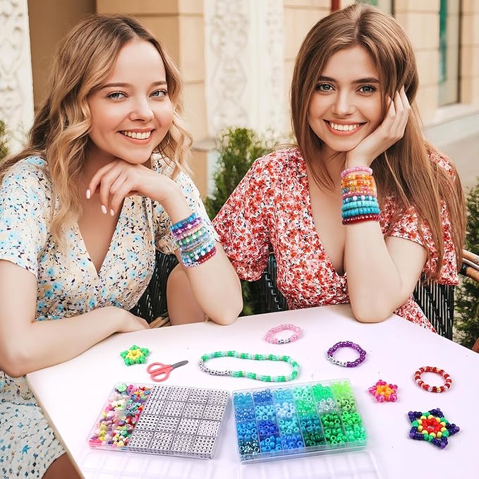 2600Pcs 72 Colors Pony Beads for Bracelets, 4 Box Rainbow Kandi Beads Bracelet Making Kit, Friendship Bracelet Kit with A-Z Letter Bead for Adults DIY Jewelry Making Crafts