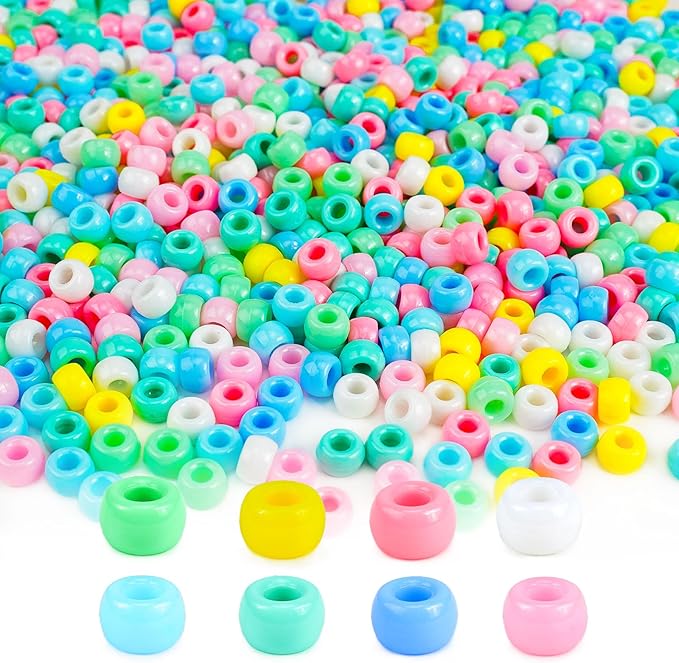 pony beads 1000+pcs acrylic kandi beads refill plastic pastel beads pony beads for diy crafts braids bracelets mixed macaron color beads1