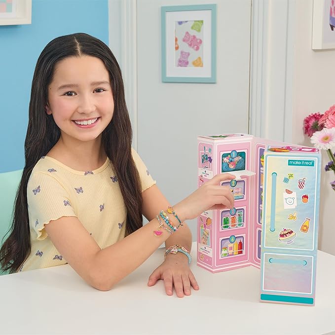Make It Real: Fridge Frenzy DIY Bracelets - 237pc Jewelry Kit, Make & Design 8 Bracelets, 200+ Beads, Sweets & FoodThemed Charms, Tweens-Girls-Kids 8+