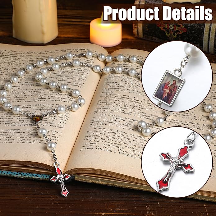 Rosary Making Kits Supplies Cross and Center Medal Charm Alloy Picture Religious Charms Crucifix Pendant for DIY Jewelry Making Prayer Bracelet Necklace Earring
