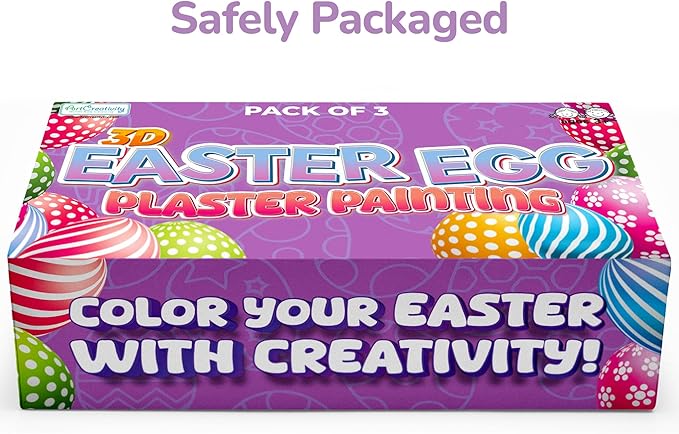 ArtCreativity 3D Easter Egg Painting Kit - Easter Craft Kit Includes Molds, Paint, Brushes for Kids & Adults - Ceramic Plaster Painting Kit - DIY Gifts for Spring - Basket Stuffers