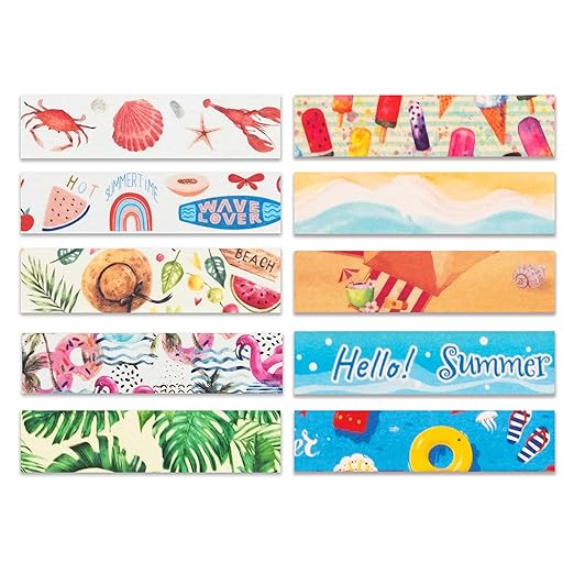 YUBBAEX 10 Rolls Four Seasons Washi Tape Set Beach Ice Cream Masking Decorative Tapes (Summer)